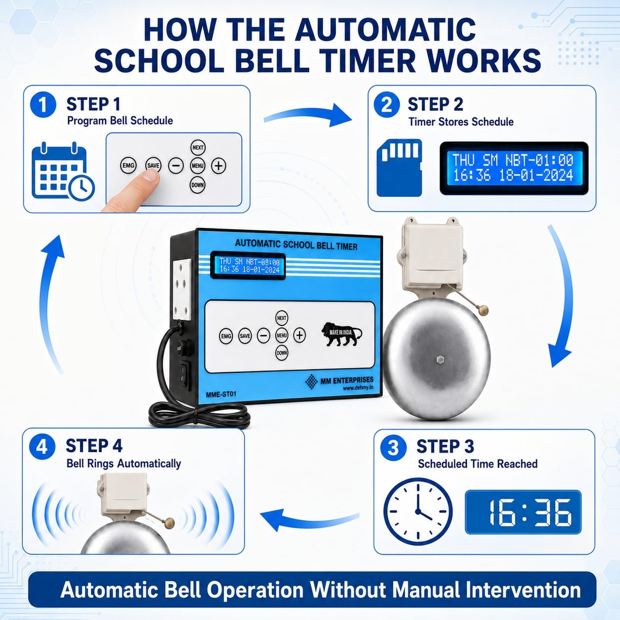 MME Multipurpose Automatic School Timer System with School gong Bell 1