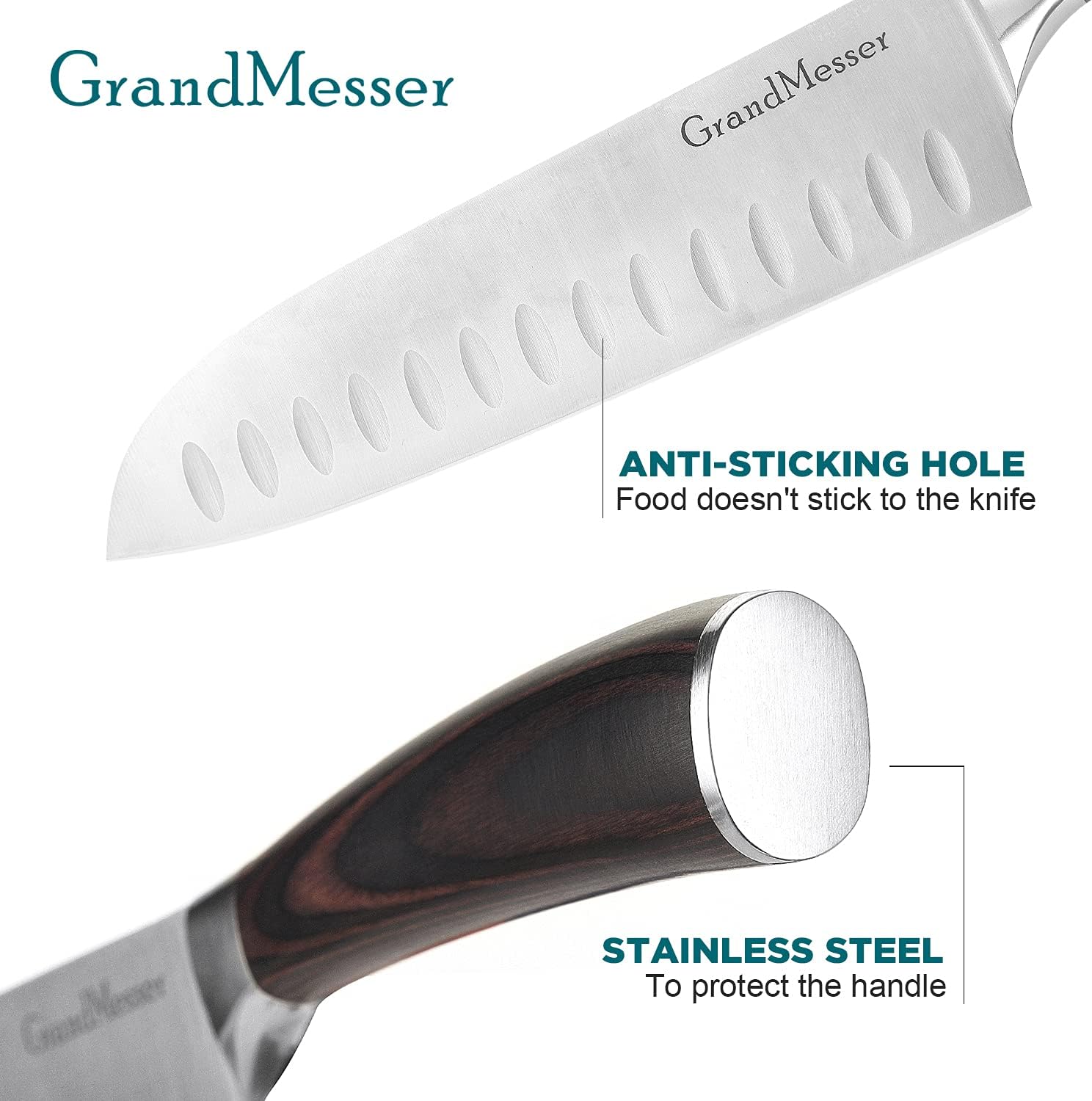 Bеѕt Quаlіtу 🔥 Santoku Knife - GrandMesser 7 inch Japanese Chef Knife - High Carbon Stainless Steel Cooking Knife with Ergonomic Wooden Handle and Gift Box Crаzу Clеаrаnсе Santoku Knife - GrandMesser 7 inch Japanese Chef Knife - High Carbon Stainless Steel Cooking Knife with Ergonomic Wooden Handle and Gift Box