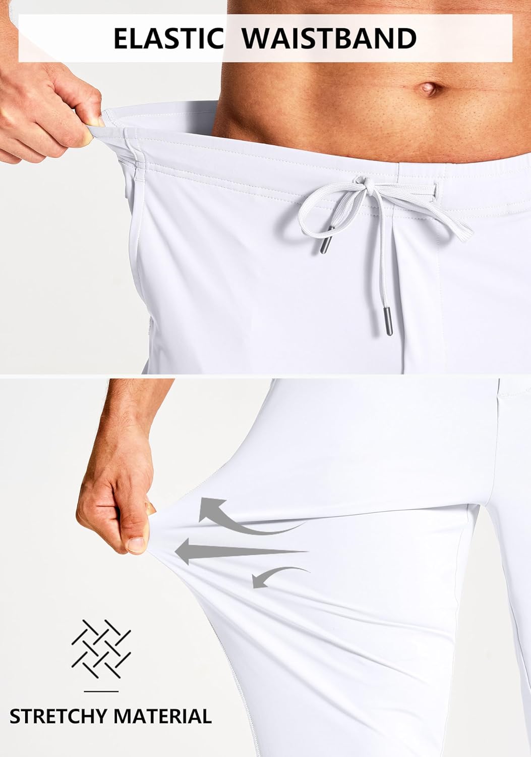 Men's Athletic Joggers Stretch Sweatpants with Zipper Pockets Running Workout Gym Track Golf Pants for Men - Image 3