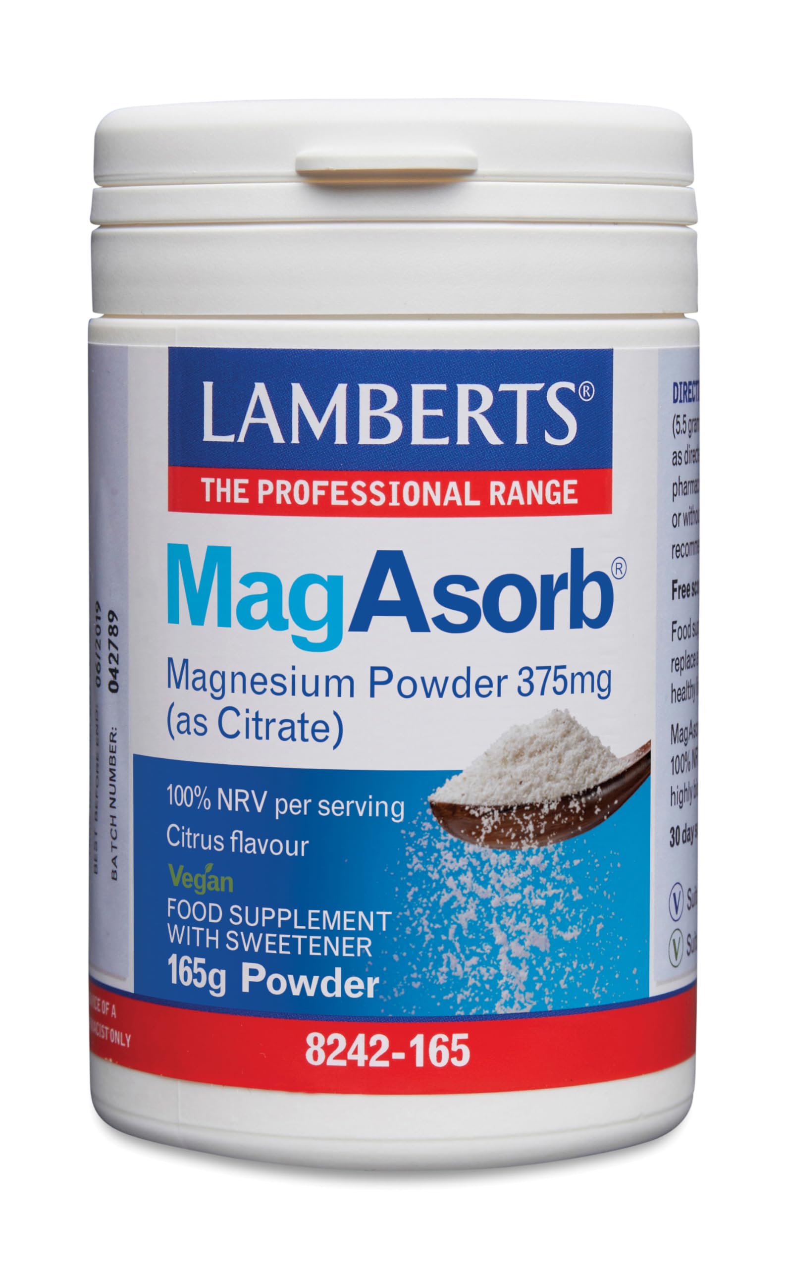 MagAsorb Magnesium Powder – 375mg Magnesium as Citrate – Highly Absorbable – 165g