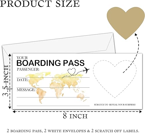 Miniatura 2 de Pase de embarque Scratch Surprise, 2 juegos para hacer tu propio boleto de viaje de bricolaje, tarjeta sorpresa para vacaciones, Navidad, boda,