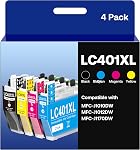 LC401XL Ink Cartridge Replacement for Brother LC401 LC401XL Ink Cartridges Work with MFC-J1170DW J1010DW J1012DW Printer (Black, Cyan, Magenta, Yellow, 4 Pack)