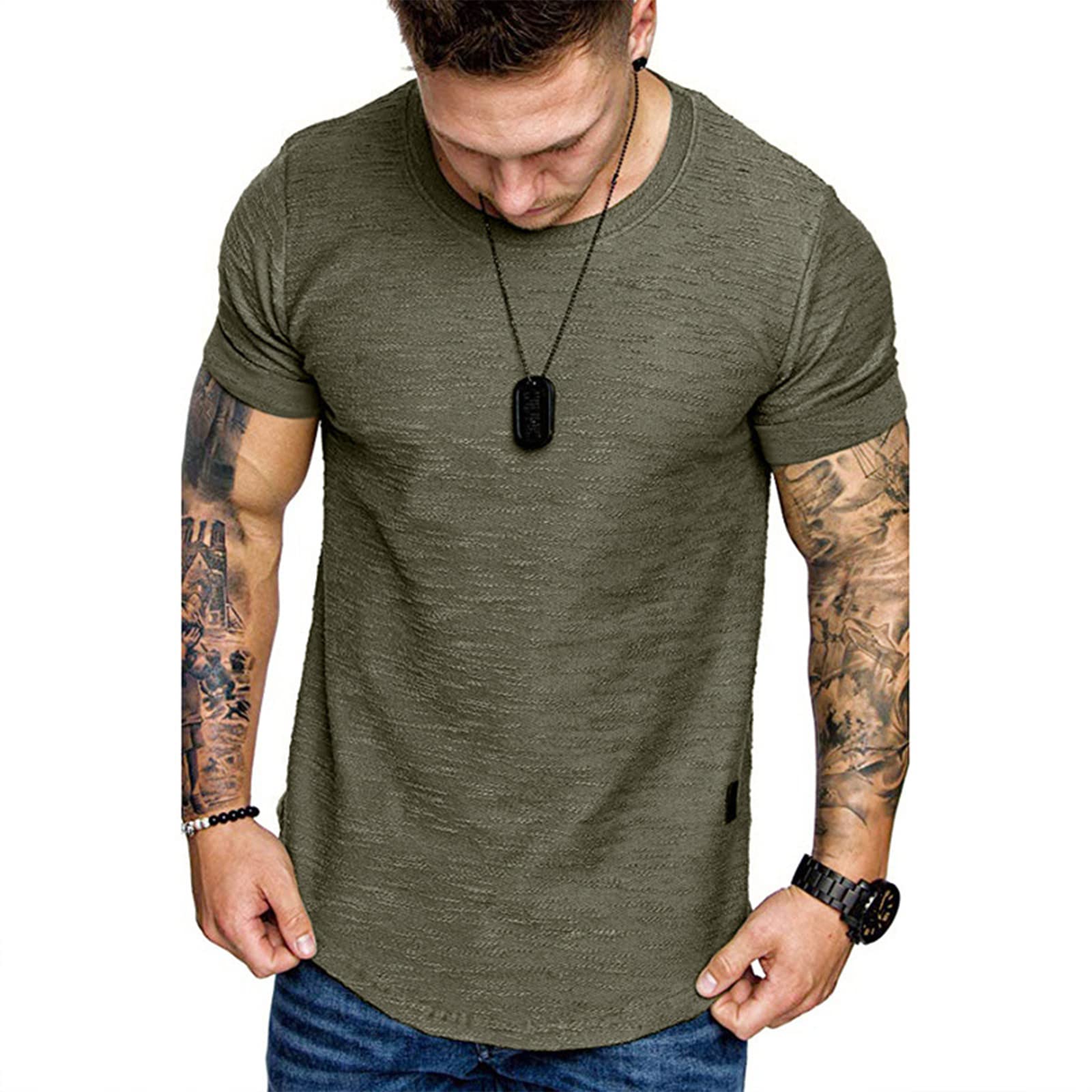 T-shirty z okrągłym dekoltem z krótkim rękawem czysta bawełna męskie rozciągliwe ponadwymiarowe szybkoschnące T-shirty oddychające wygodne