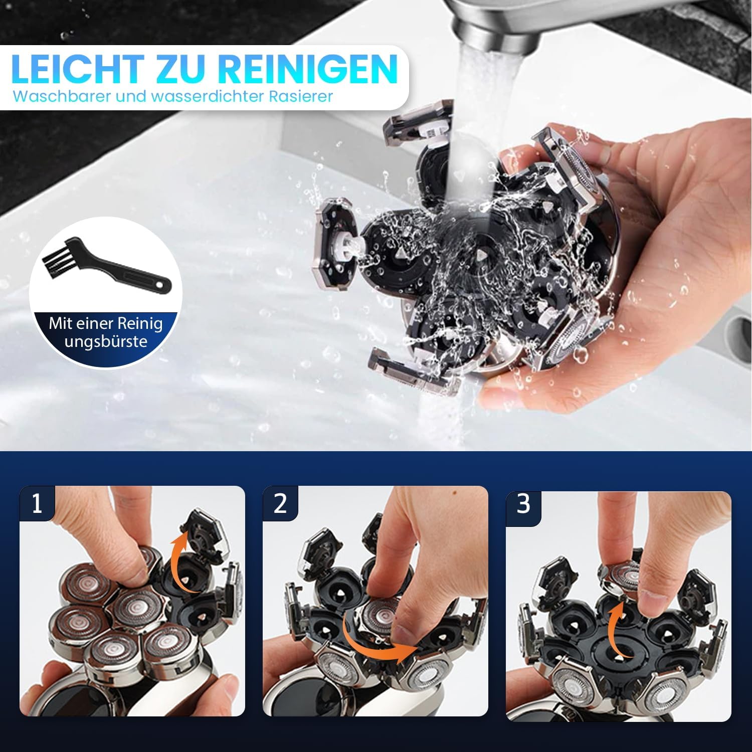 Steps for cleaning the shaver head
