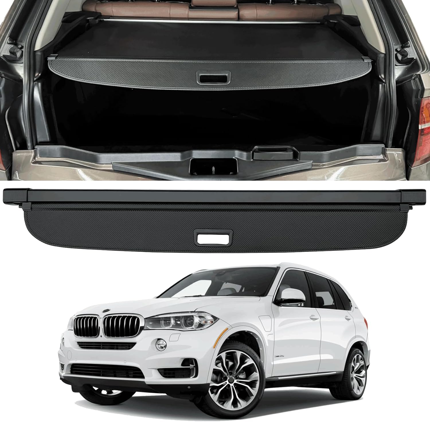 Retractable Trunk Cover Compatible with 2007-2018 BMW X5 Cargo Cover Rear Trunk Security Cover X5 SUV Accessories Privacy Screen Cover BMW X5 Rear Trunk Cover