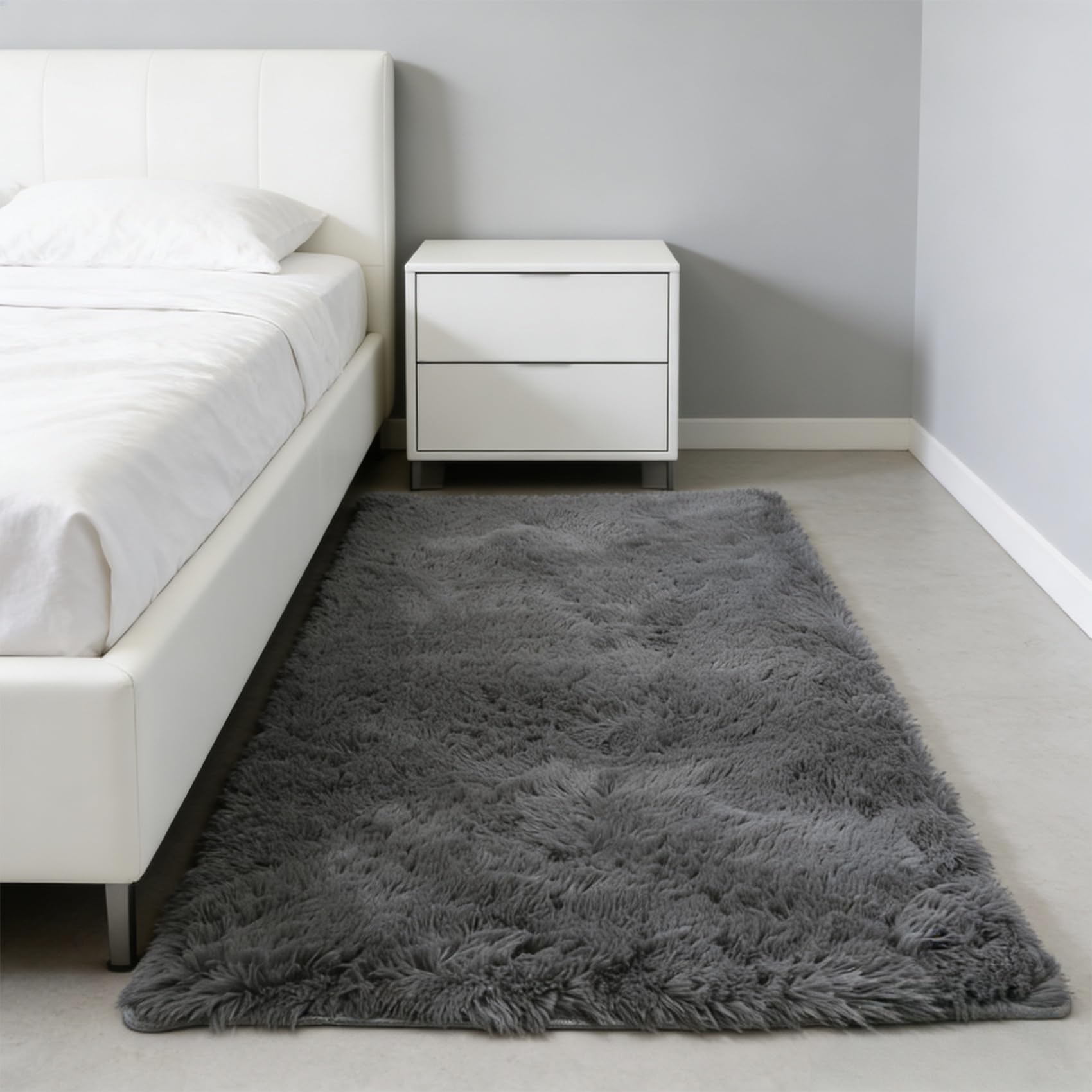 Tapis de chambre qui ne glisse pas grand tapis gris doux et moderne