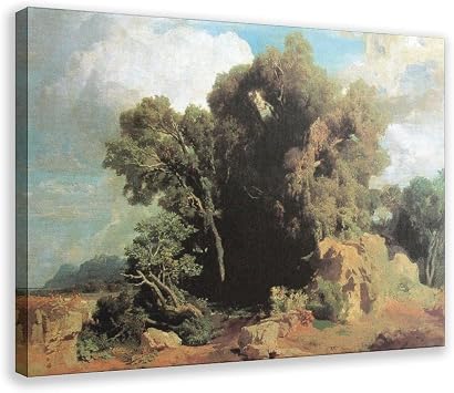KONEO On The Pontine Swamps by Arnold Bocklin Oil Painting Poster Canvas Poster Bedroom Office Room Decor Gift Yellow Frame 16x24inch
