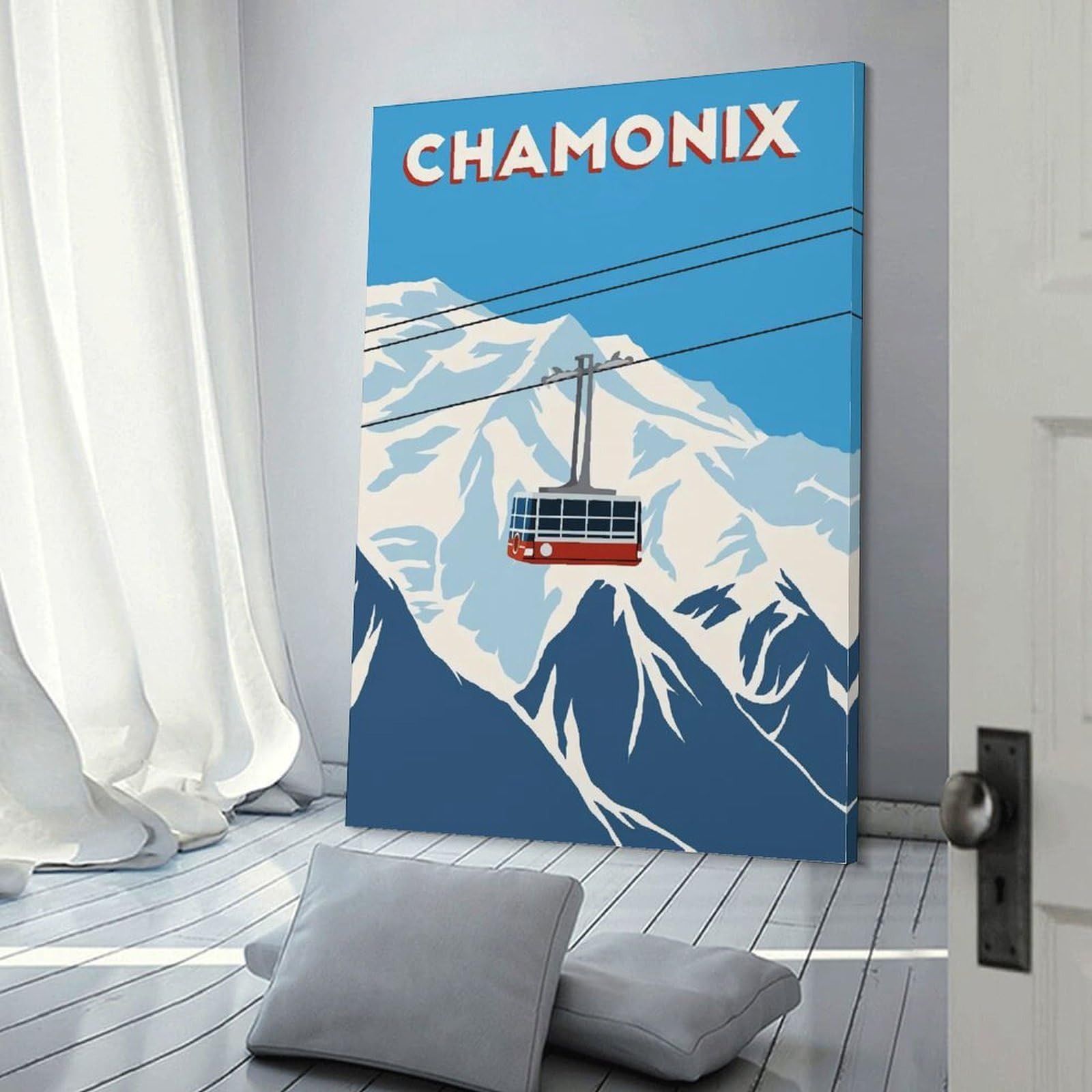 Poster Toile Mont Blanc Chamonix - Décoration Murale Vintage - 20x30 Cm - Pour Chambre, Salon