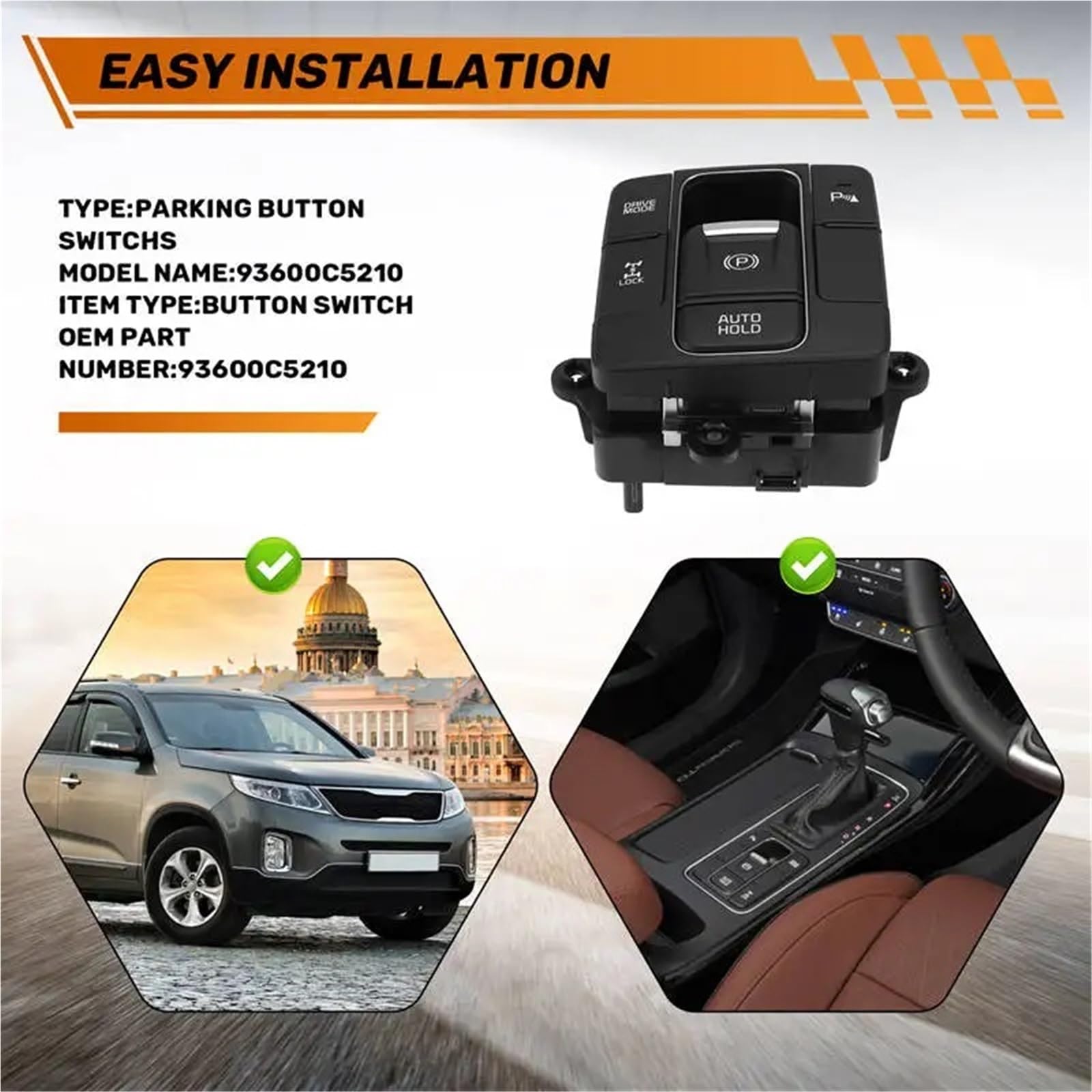 Przełącznik hamulca postojowego 93600C5210 Elektroniczny przełącznik hamulca ręcznego, przyciski parkowania pasujące do Kia Sorento