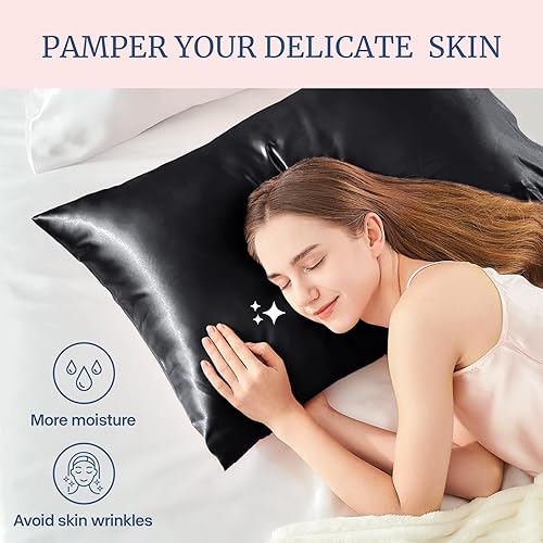 Miniatura 3 de BEDELITE Funda de almohada de satén para cabello y piel, súper suave similar a las fundas de almohada de seda, paquete de 4 con cierre de sobre,