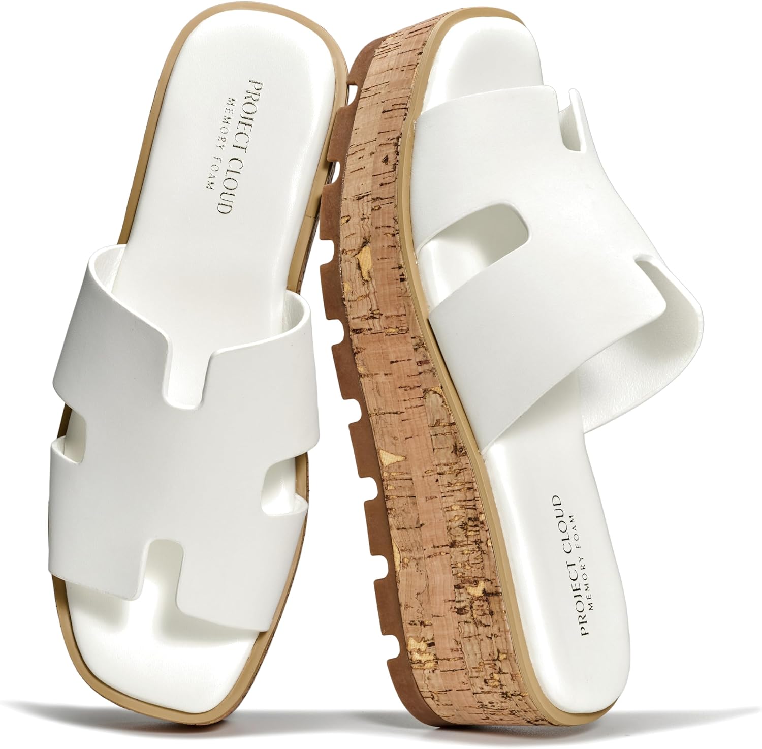 Project Cloud 100% Genuine Leather Wedge Platform Sandals Women Footwear – Memory Foam Insole and Non-Slip Platform Slides for Women – Lightweight Womens Sandals (MILA)