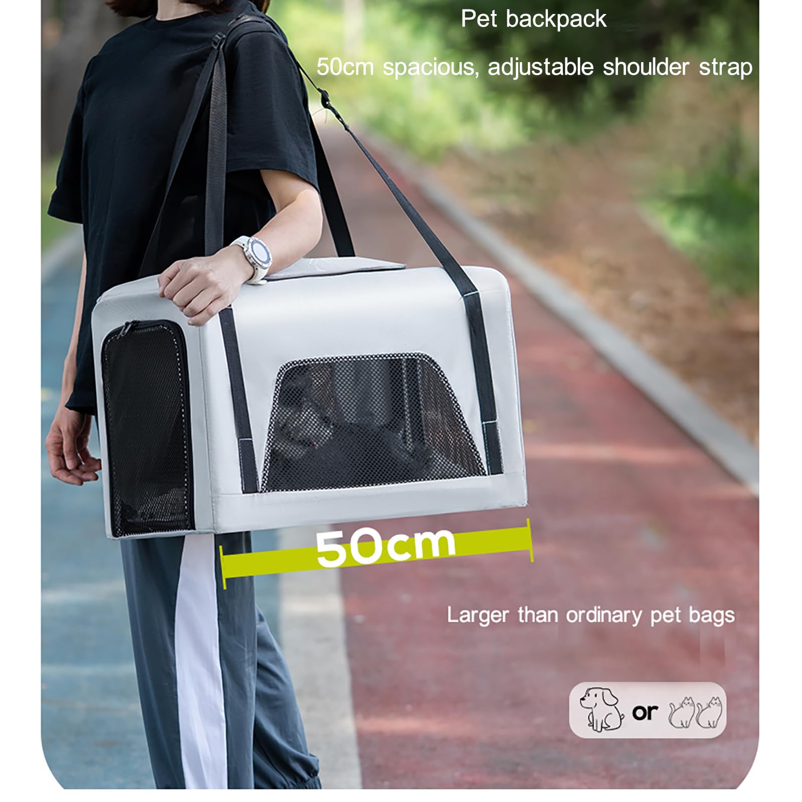 Sac De Transport pour Chat à roulettes, Sac De Transport Amovible avec Bol Et Tapis, Chariot RéTractable Et Pivotant, Parfait pour Voyager en Voiture, en Train Ou en Avion (Gray)