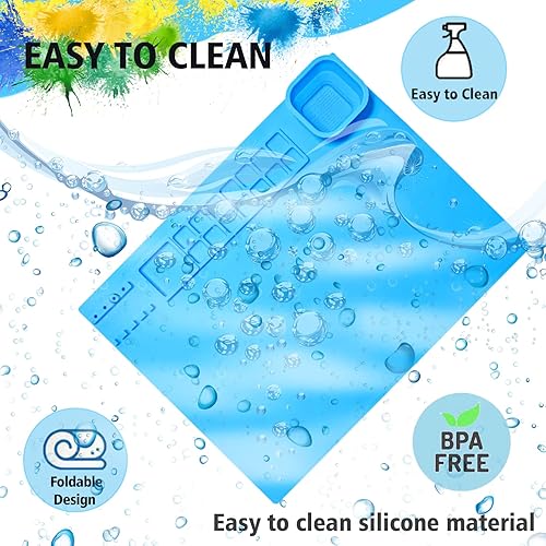 Vista 26 de Tapete de silicona para manualidades, 20 x 16 pulgadas, tapete de silicona plegable antiadherente para manualidades, acuarela, corte, creación, Rosa