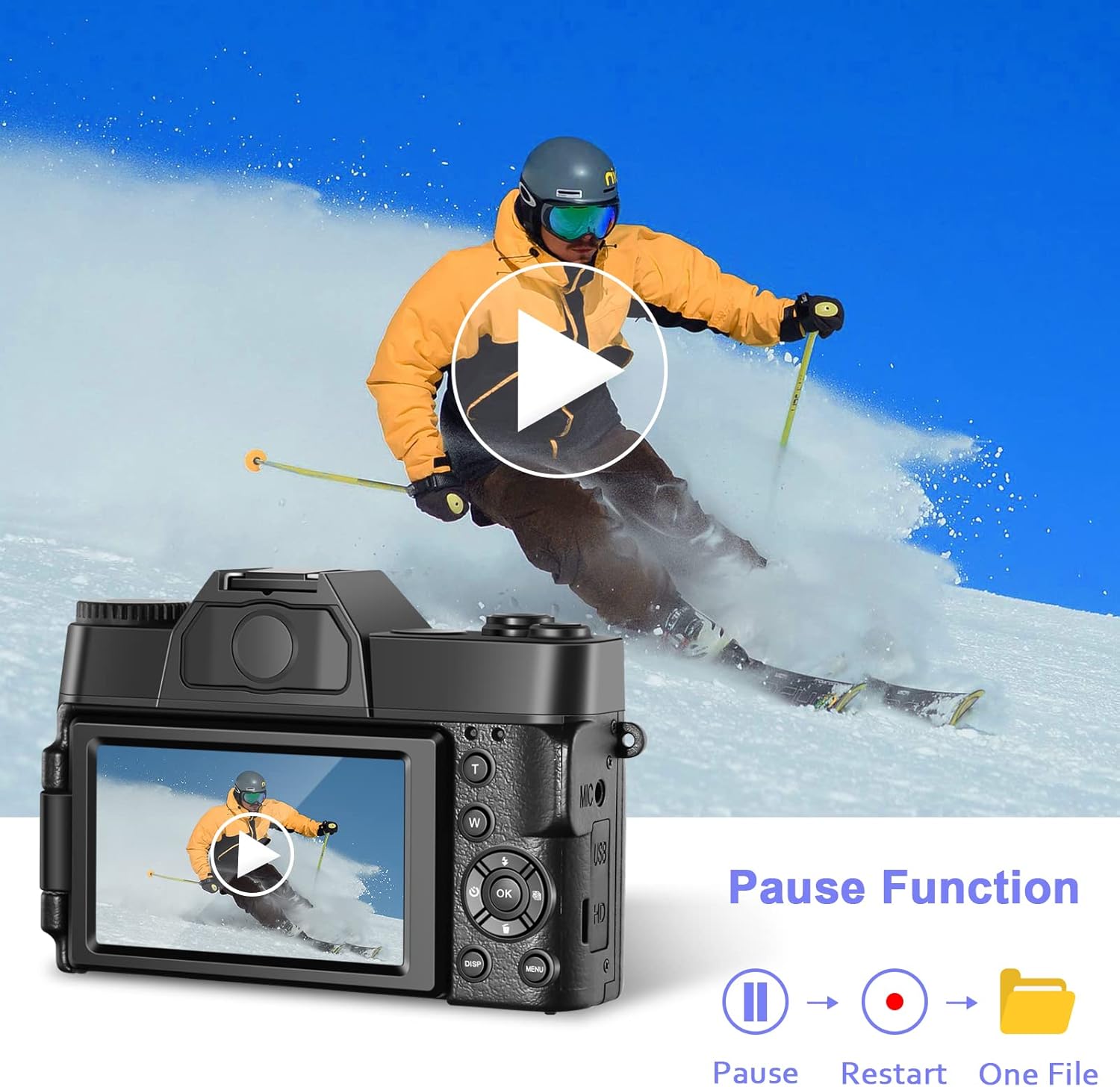 4k digital camera for photography and video 48mp vlogging camera for youtube autofocus 16x digital zoom travel camera with 32gb sd card180 degree 3