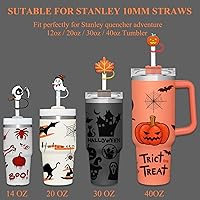 Vista 2 de 4 piezas de cubiertas de pajitas de Halloween - Cubierta de pajita espeluznante para vaso Stanley, accesorios de pajitas de silicona para vasos