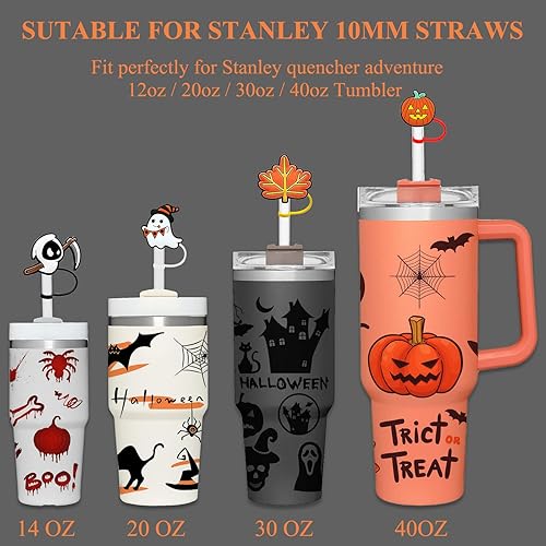 Miniatura 2 de 4 piezas de adornos para popote de Navidad, cubierta de popote Stanley de Amreich Christmas Stanley, vaso de 30 onzas y 40 onzas con asa, fundas de