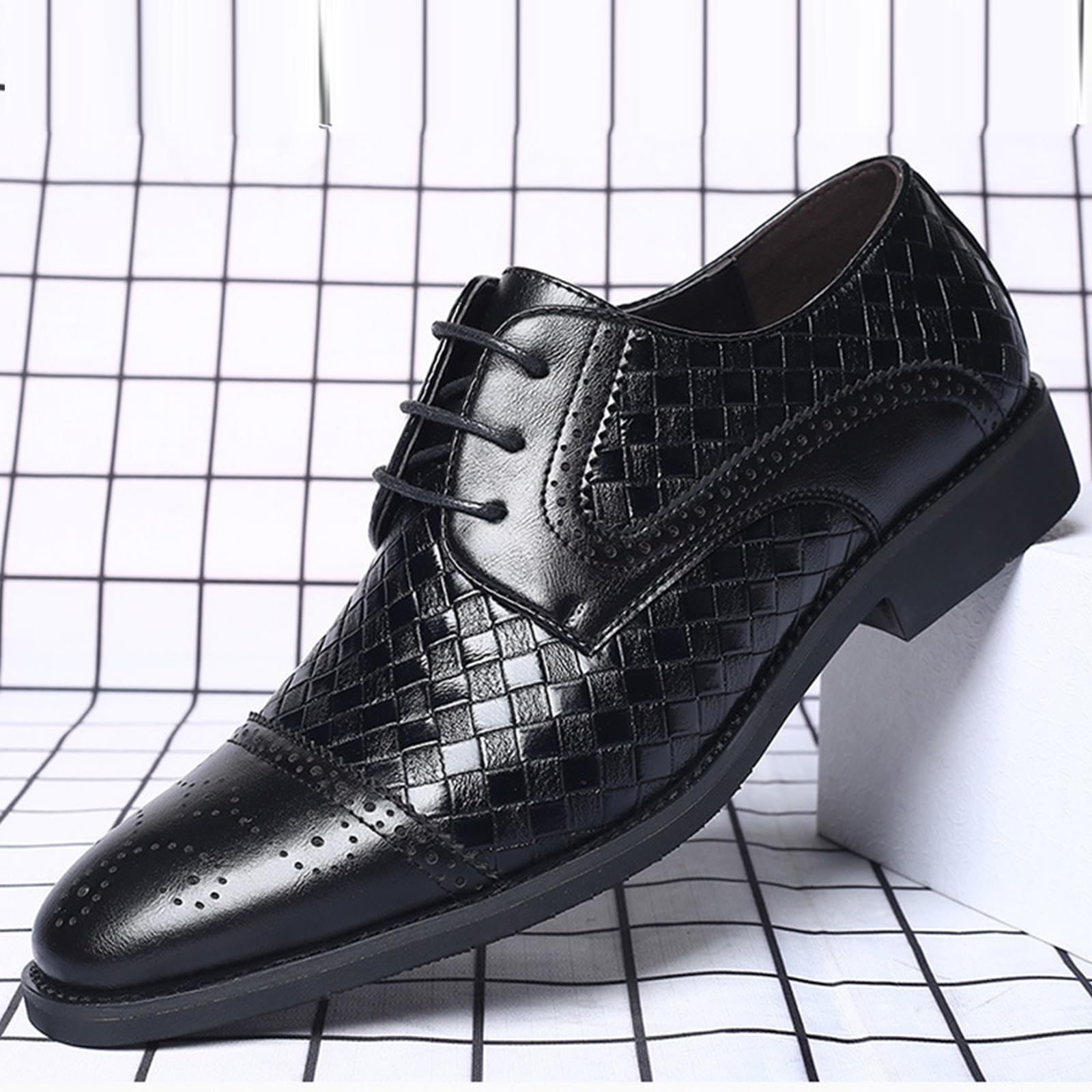 Scarpe Formali da Uomo Stringate Brogue Punta ad Ala Pelle PU