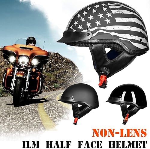 Miniatura 7 de ILM Casco de media cara para motocicleta, aprobado por DOT, modelo ILM-205