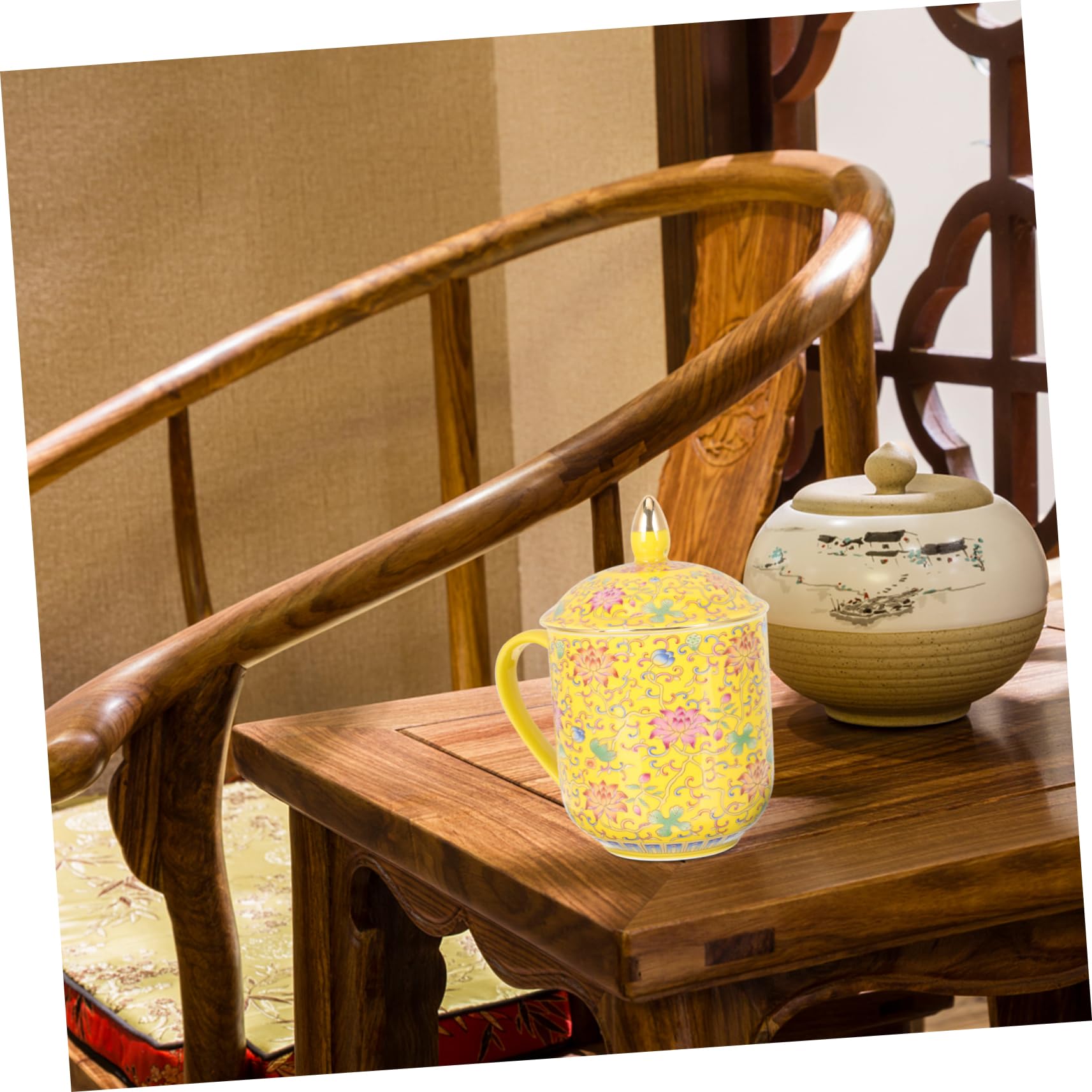 Keramik Tee Ei Becher mit Deckel und Sieb Porzellan Satz in Klassischem Retro Stil Asiatische Teetassen für Teehäuser und Vielseitige Nutzung