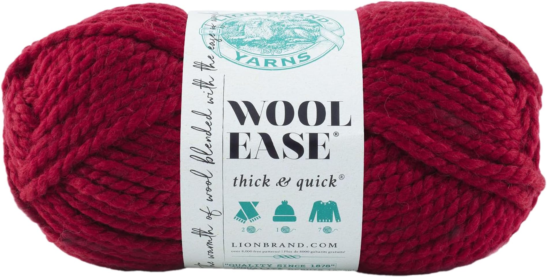 Wool-Ease Thick & Quick Yarn, Soft and Bulky Yarn for Knitting, Crocheting, and Crafting, 1 Skein, Cranberry