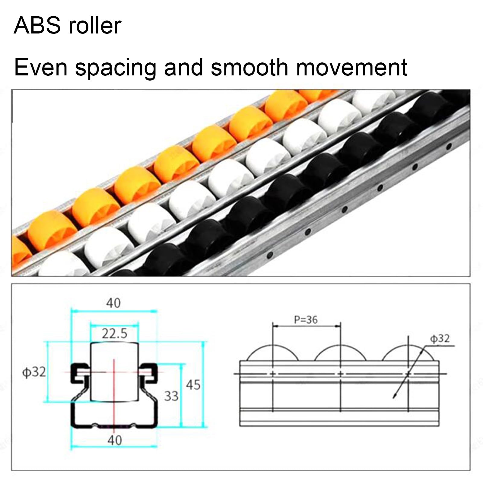 Rullo trasportatore leggero ABS Plastica Attrezzatura per il trasporto di ruote in acciaio inossidabile Supporti a rulli per la movimentazione delle merci del magazzino Design modulare per un facile