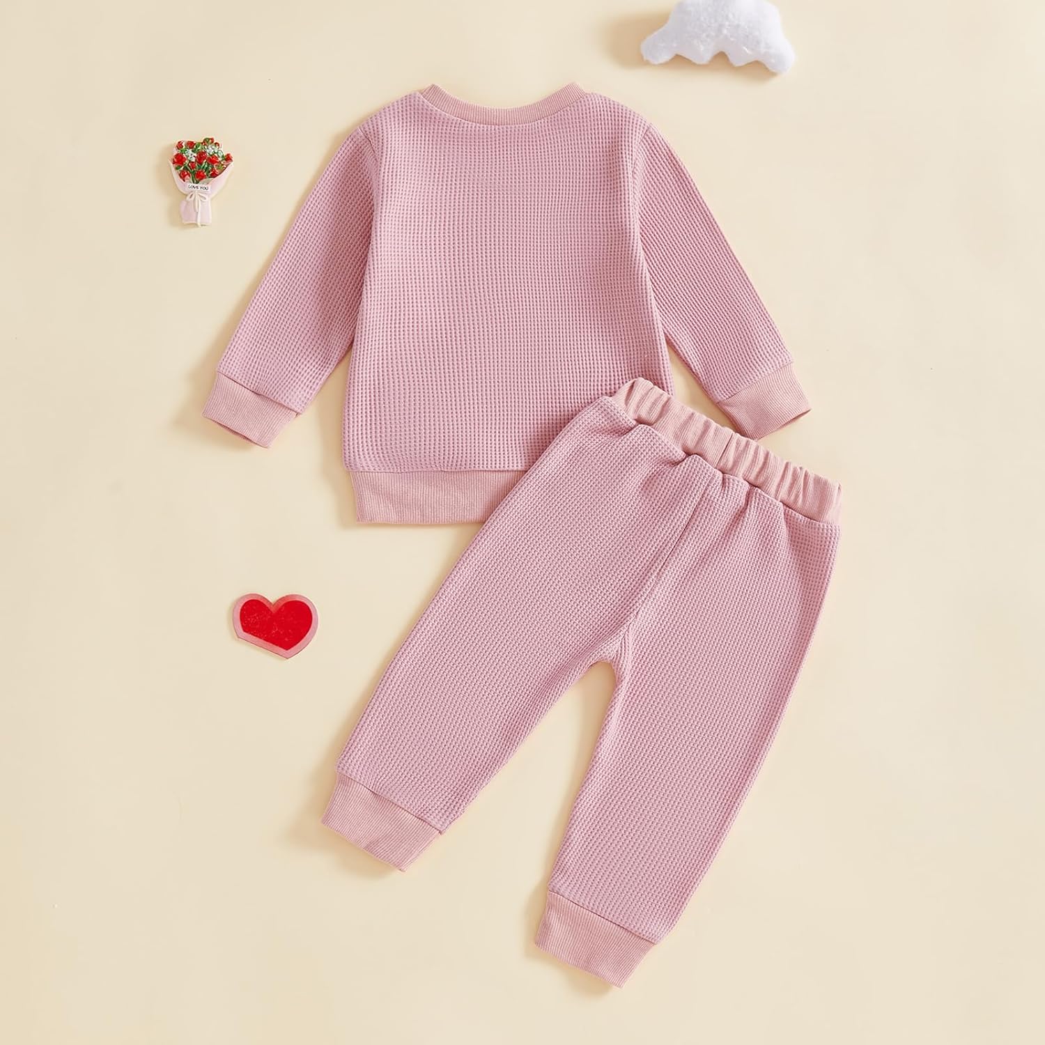 Biayxms Toddler Baby Boy Girl Valentines Outfits Embroidery Love Long Sleeve Sweatshirt Tops and Pants Set Heart Baby Clothes - Image 4
