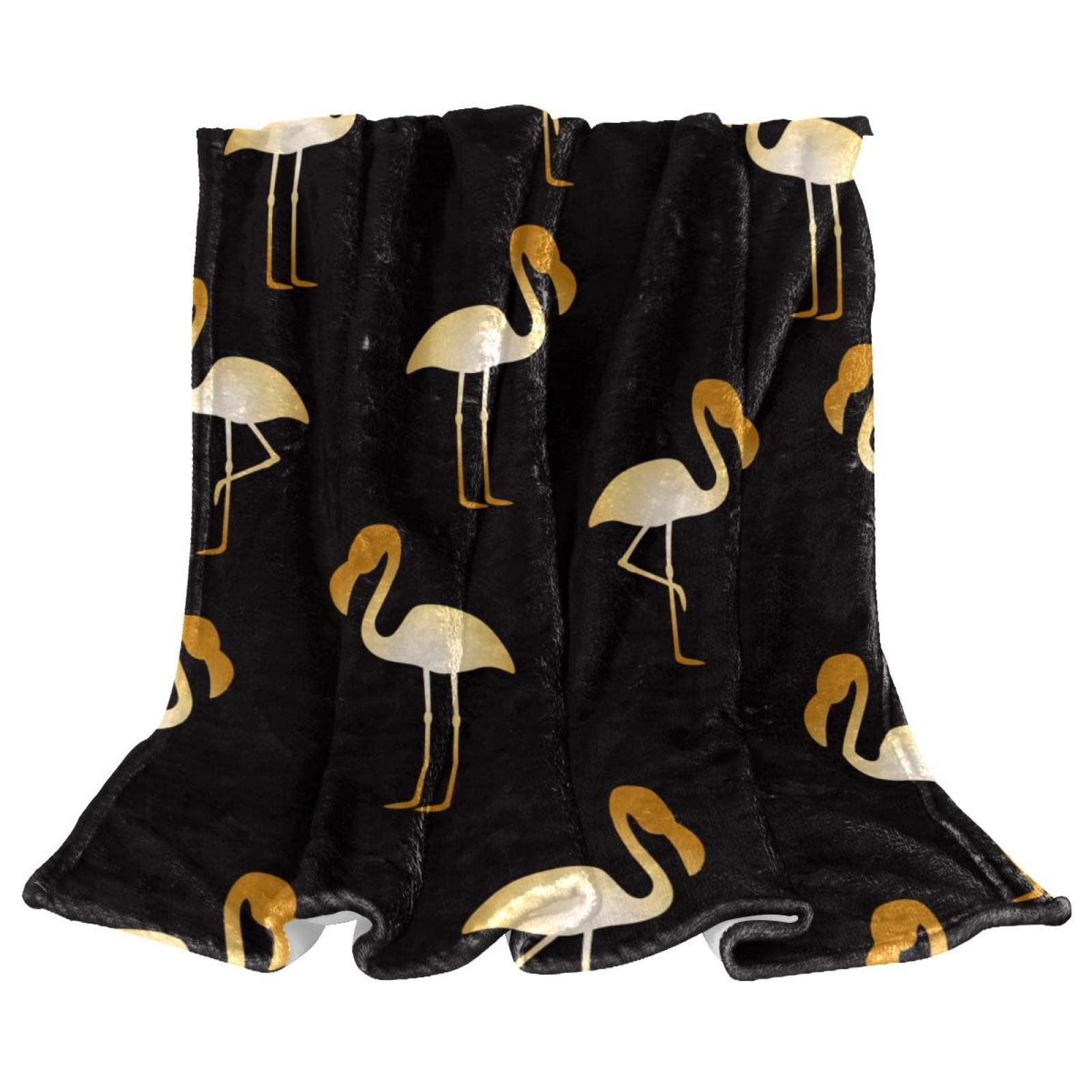 Couverture polaire légère peluche flamant rose doré plaid canapé noir