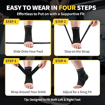 CAMBIVO 1 Pair Ankle Braces with Straps, 15-20 mmHg Ankle Compression Socks for Women and Men for Working, Breathable and Comfortable Fit for Sports, Recovery, Work, and Daily Wear (Gray, Large)