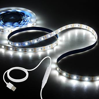 Aclorol White LED Strip Lights 16.4ft, Dimmable Cuttable for Bedroom Decor