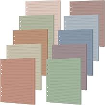100 Sheets A5 6-Hole Loose Leaf Papers 5.5" x 8.5" Lined Refills Paper Binder Inserts 10 Colorful Line Paper for Mini 6 Ring Binders Junior Size Notebooks for Office School Business Home Boho