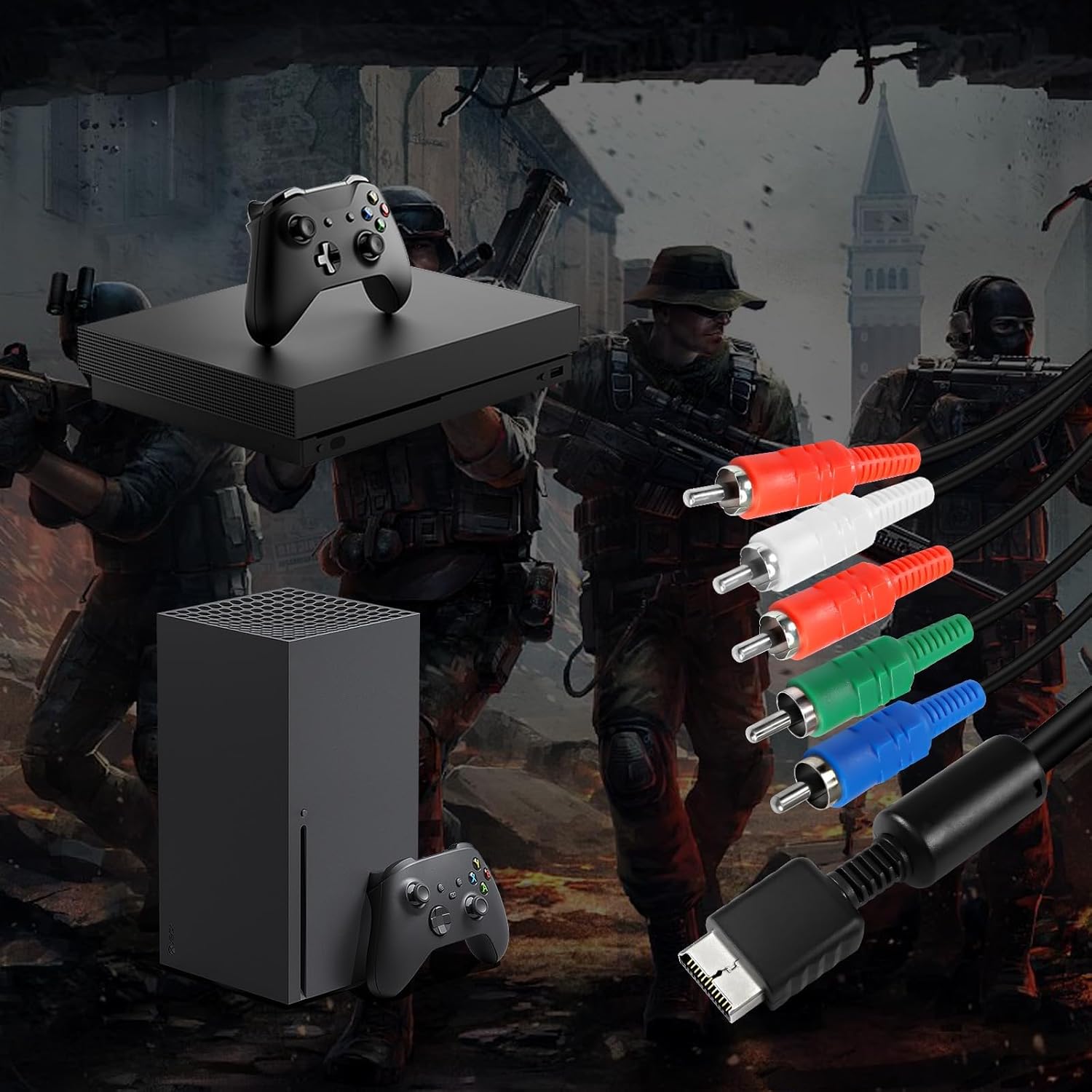 XMSJSIY Component AV Cable for PS2 PS3 AV HDTV Wire Multi Out Video Audio Cable YPbPr Component for Playstation2/3 HDTV EDTV Connector Cord - 1.8M