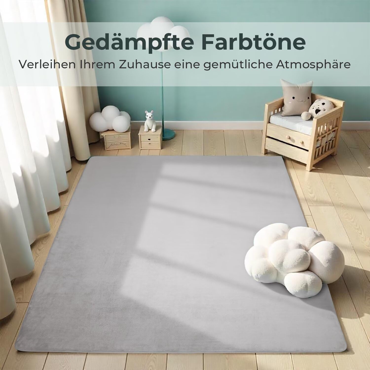 Krabbelmatte für Baby, 80×200×3CM Kinderteppich, rutschfest, Grau | Weicher, Dicker Kinderteppich, Baby-Krabbelmatte, Rutschfester Untergrund, Schutz beim Spielen, Geeignet für Mädchen & Jungen