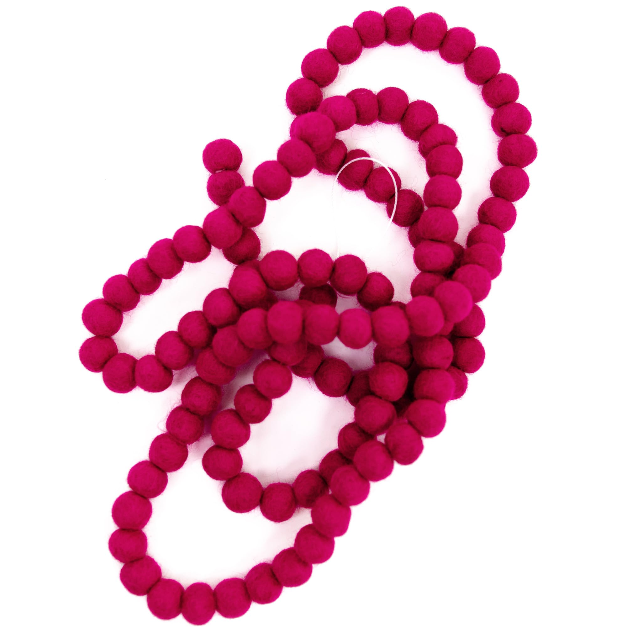 Guirnalda de pompones rosas, mini guirnalda de bolas de fieltro de 6 pies, 100 % lana, pancarta de bola rosa para despedida de soltera, banderines de cumpleaños, decoración de fiesta galentina