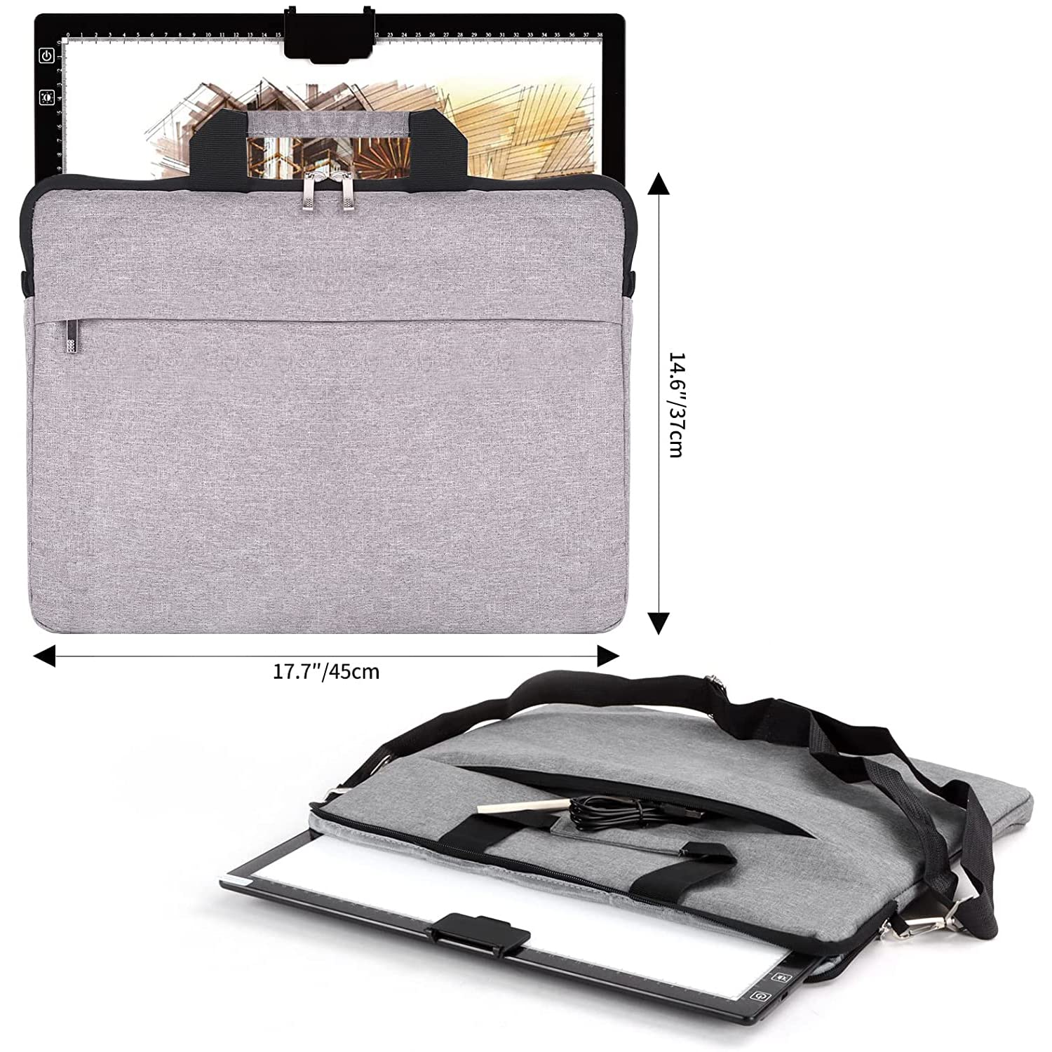 Tavolo luminoso A3 con custodia per il trasporto, senza fili, funzionamento a batteria, 3 colori dimmerabili e 6 livelli di luminosità, lavagna luminosa ricaricabile per pittura con diamanti, schizzi