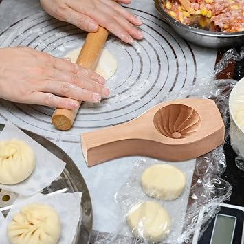 2 Wooden Baozi Molds, Large & Small, Dumpling Presses For Authentic Chinese Buns, Xiaolongbao, Easy Dough Shaping Tool