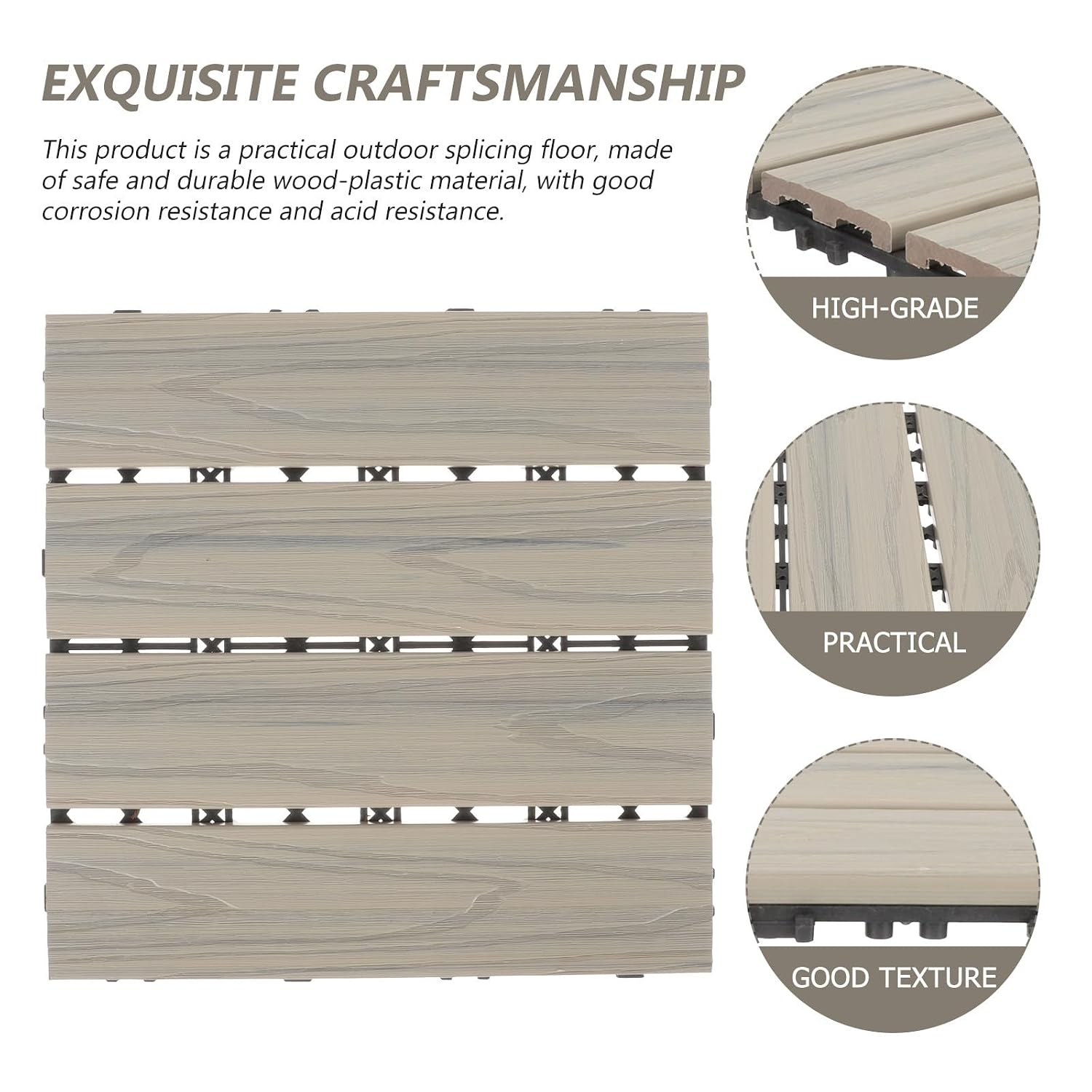 Waterproof Convenient Interlocking Floor Wood Tiles Plastic for Practical Splicing Floor with Fresh and Natural Appearance Home Decor Family Balconies