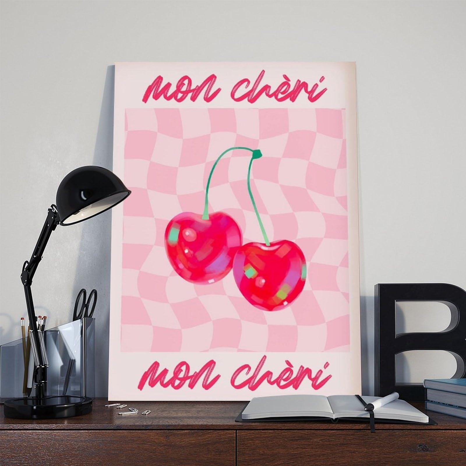 ACFTAIN Mon Chèri Leinwandposter mit Obstküche, moderner böhmischer Stil, leuchtend rote Kirschen, modernes Poster, Wandkunstdrucke, Gemälde, Wohnzimmer, Schlafzimmer, Dekoration, 60 x 90 cm