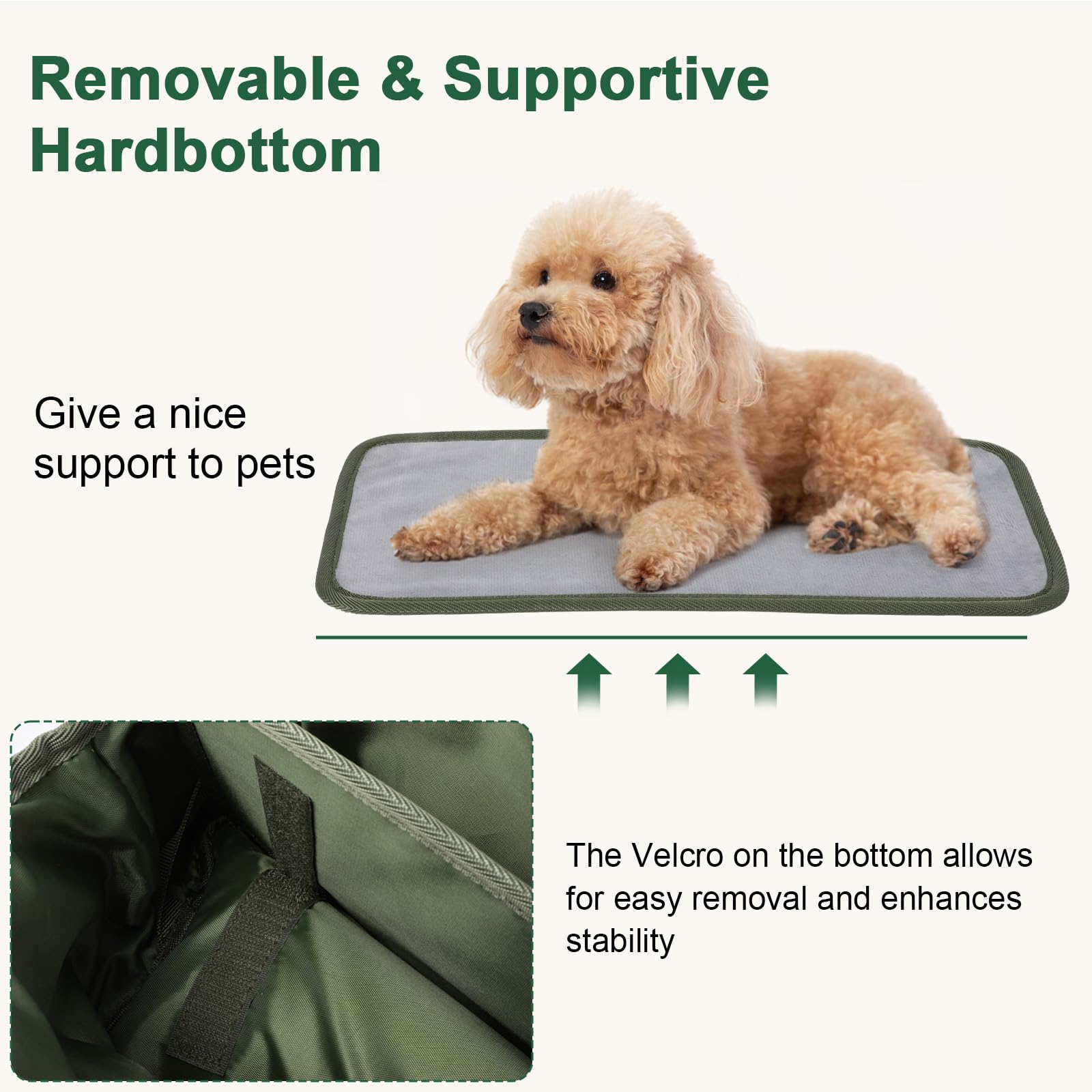Pecute Trasportino per Cani, Trasportino per Animali Domestici Con Tasche per Cani di Piccola Taglia, Trasportino Leggero per Cani e Cuccioli, Gita, Viaggio, Veterinario, Verde