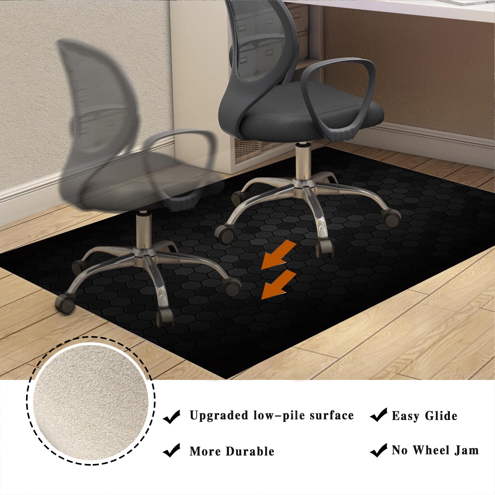 XunZheng Tapis Chaise Gaming Antidérapant - Protection de Sol pour Sols Durs - Sous Chaise de Bureau - Gaming - Bureau - Fauteuil 140 x 160 cm