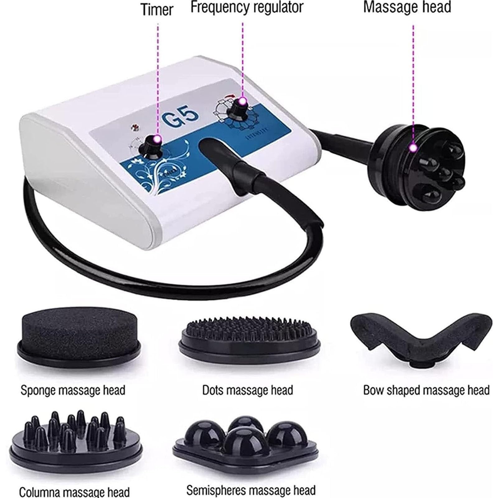 Massager Dimagrante Elettrico G5 Ad Alta Frequenza, Massaggiatore A Vibrazione G5, Massaggiatore Per Modellare Il Corpo Ad Alta Frequenza, Con 5 Teste Di Massaggio