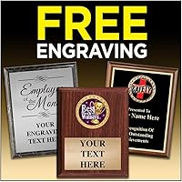 Vista 4 de Crown Awards Placa de madera con logotipo personalizado, placa de madera de metal de 5 x 7 pulgadas personalizada con placa de plata