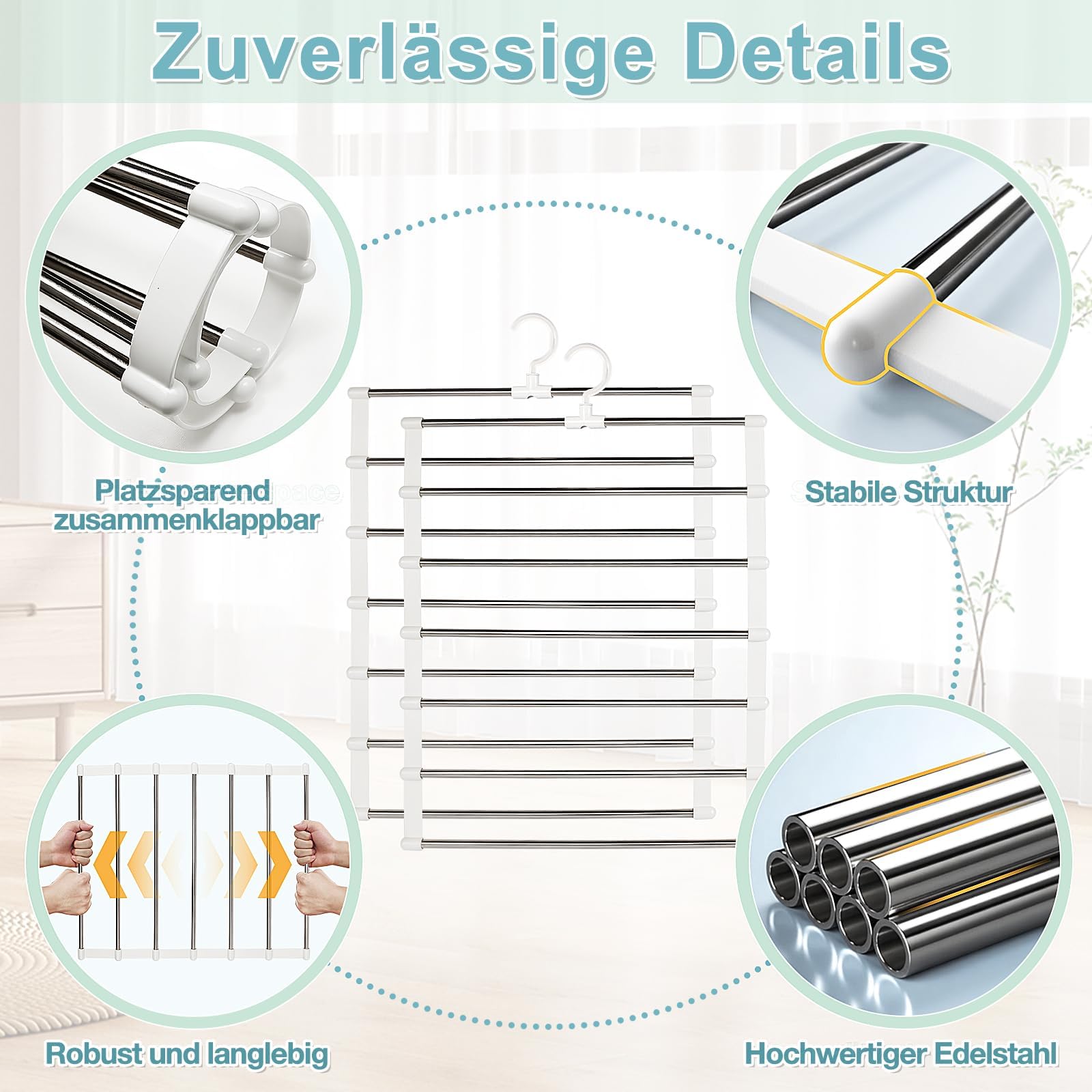 2 Stück Hosenbügel Edelstahl - 6-Etagen Platzsparend Für Kleiderschrank