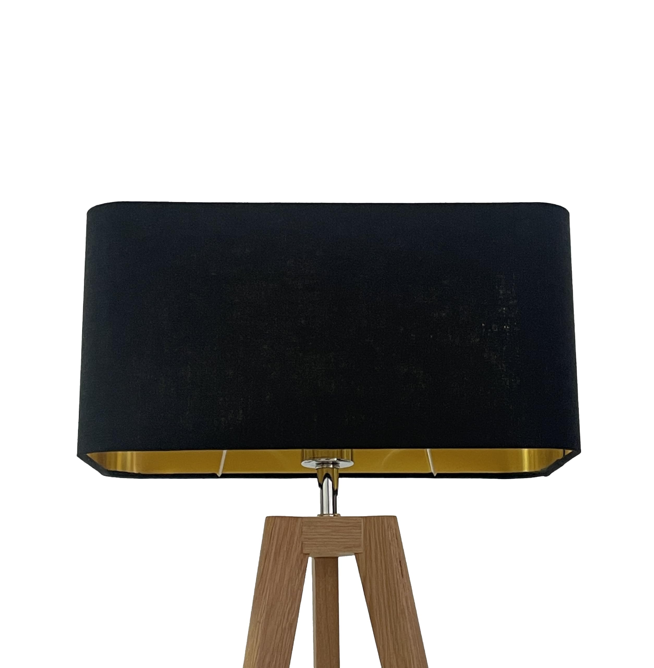 Black Textured 100% Linen Brushed Gold Rounded Rectangle Lampshade