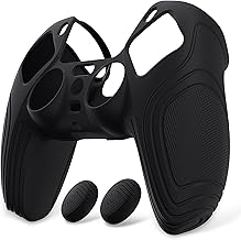 eXtremeRate PlayVital Protective Case for PS5 Controller, Silicone Cover with Cap for PS5 Joystick Controller Cover Skin Non-Slip Samurai Edition Black