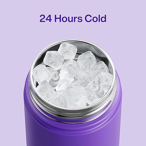 Miniatura 1093 de ENCOOL Botella de agua aislada con popote, de acero inoxidable, a prueba de fugas, sin BPA, al vacío de doble pared que se mantiene fría durante 24