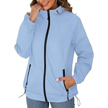 Avoogue Rain Jacket for Women Waterproof Lightweight Windbreaker Jacket with Hood Packable Raincoat with Pockets S-3XL