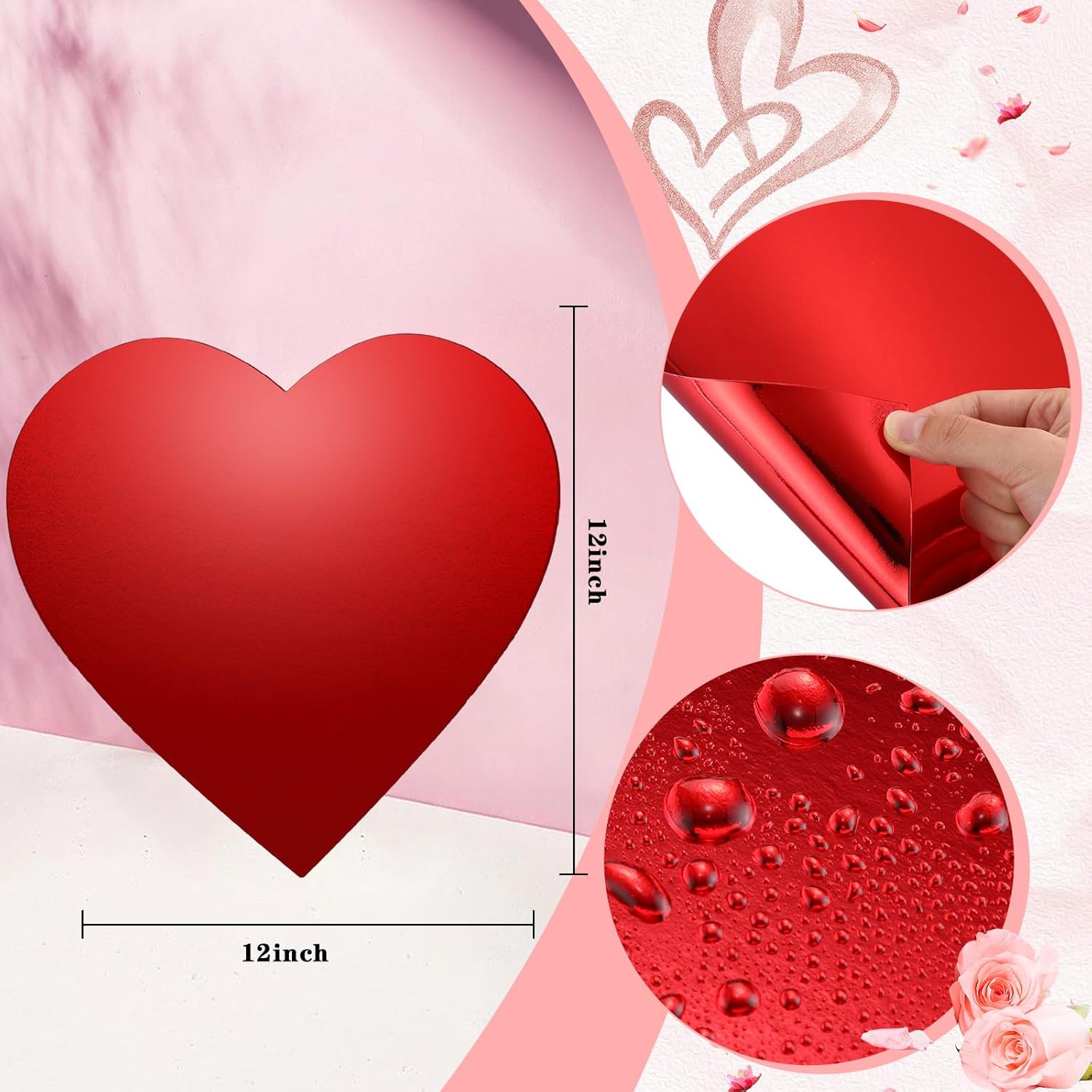 Ctosree 100 Pcs 12 Inch Large Heart Paper Cutouts Valentine's Day Red Paper Hearts Classroom Bulletin Board Decoration for Kids Love and Peace School Craft Projects Valentine's Day Craft