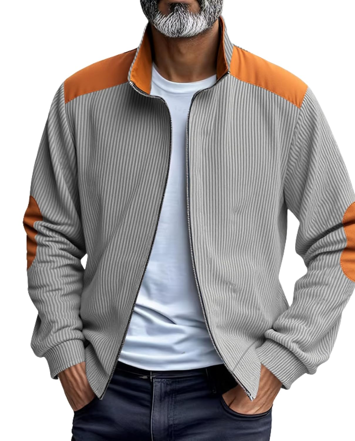 LIZALIG Mens Sweatshirts Casual Long Sleeve Stand Collar Mock Neck Tops Basic Corduroy Workout Running Jacket