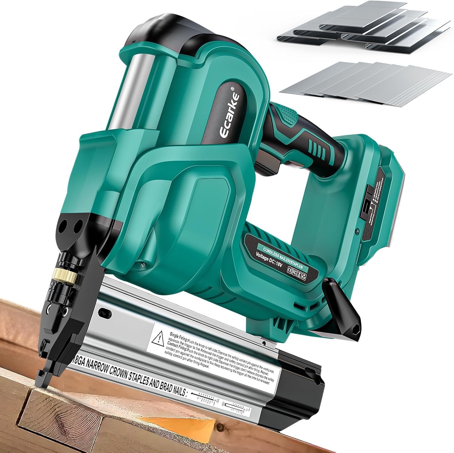 Pistola grapadora inalámbrica de 18 GA para batería Makita de 18 V máx.: pistola de clavos de 2 pulgadas y grapadora de corona estrecha de 1-9/16 pulgadas, herramienta 2 en 1, con clavos de calibre 18