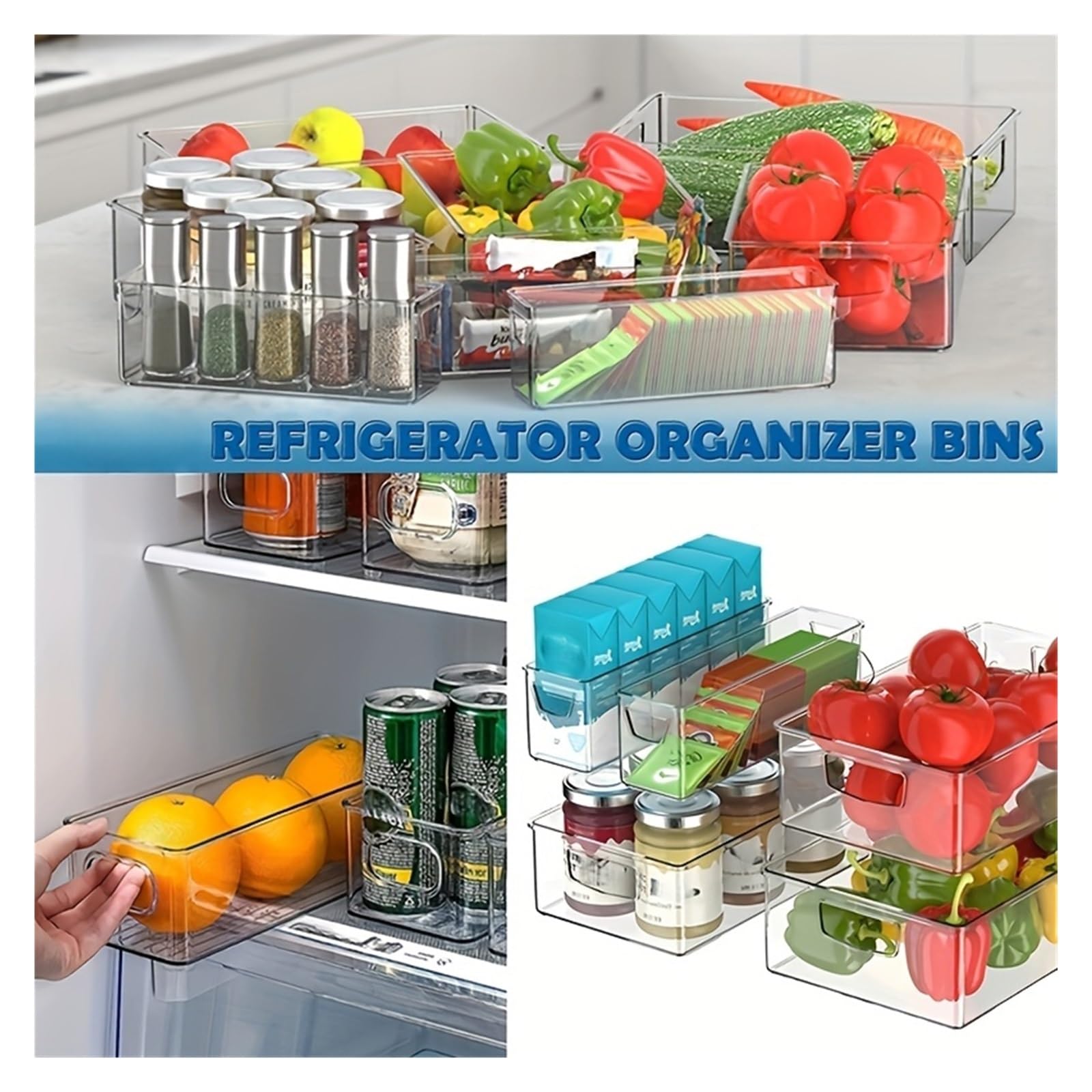 Scatola Portaoggetti Trasparente for Frigorifero, Organizer Portatile